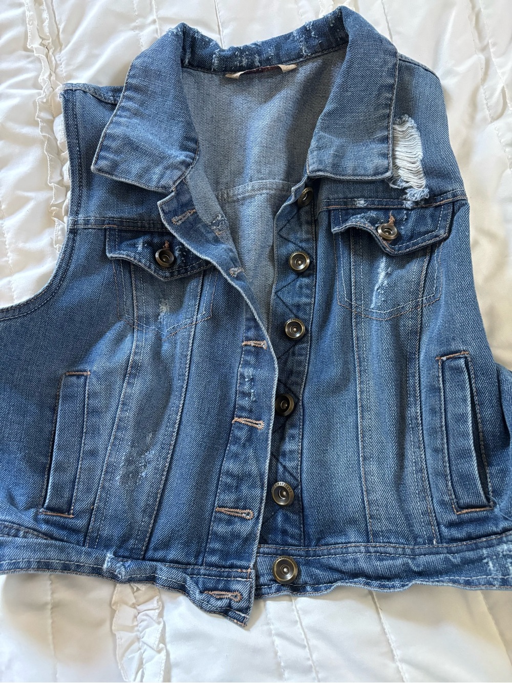 Highway Jeans Blue Distressed Women's Denim Vest
